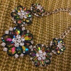 Crystal Flower Statement Necklace